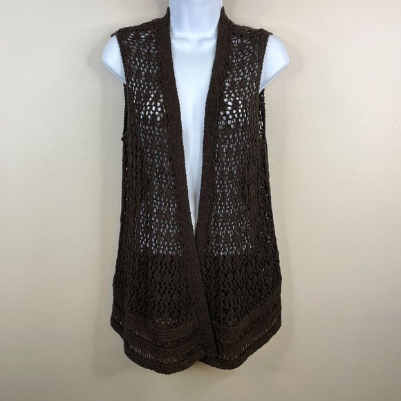 Chico's Jackets & Blazers - Chico's Women Crochet‎ Forest Fairy Mid Length Vest Size S Topper Hippie 70s Y2K